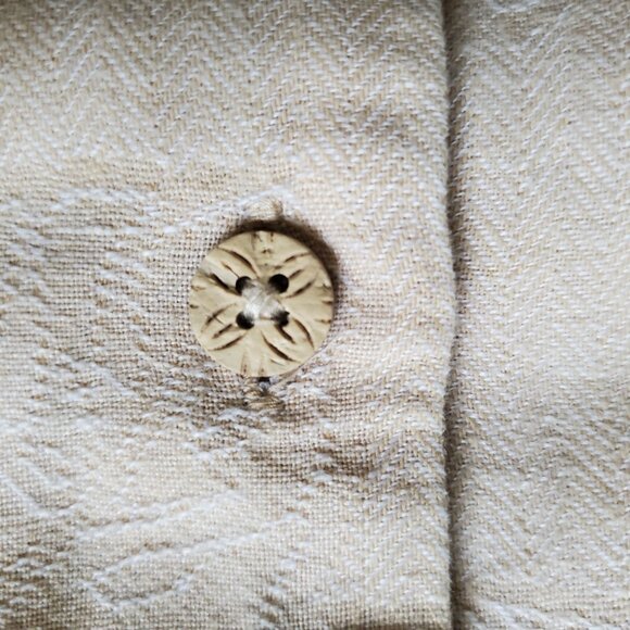 Vtg Tommy Bahama Men L Shirt Linen Hawaiian TikiCream Pocket Matched XtraButtons - Picture 5 of 10